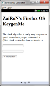 ZaiRoN's Firefox OS KeygenME
